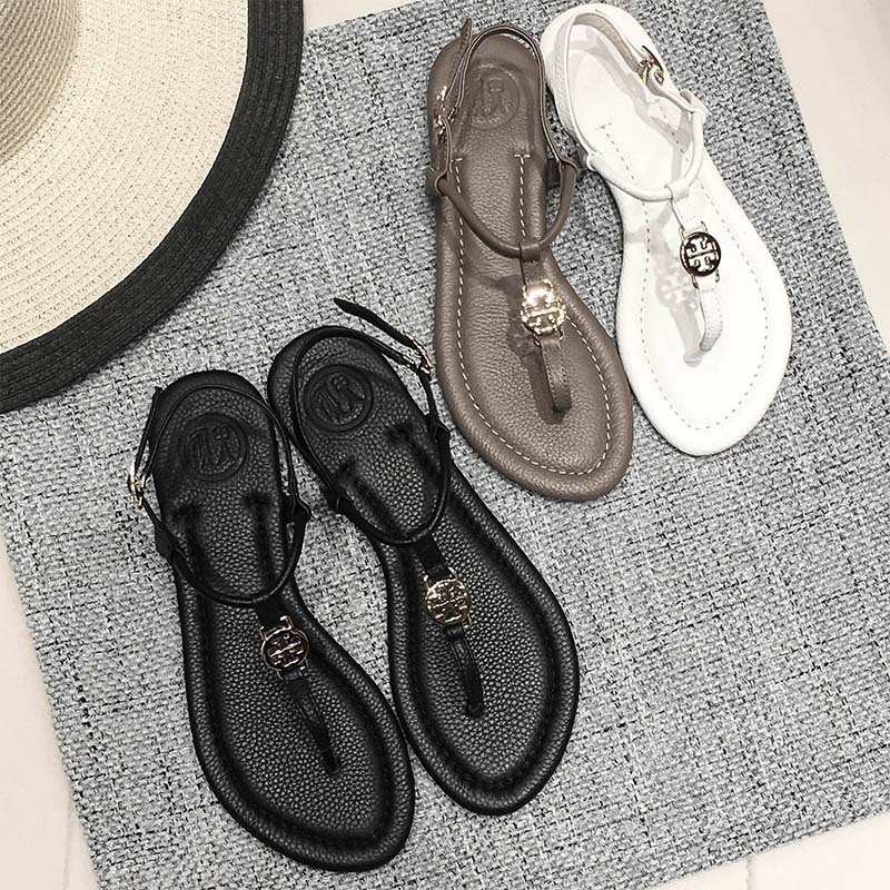 2023 TB new leather clip toe sandals for women, flat bottomed and versatile Roman herringbone clip toe sandals in large size 2023 TB new leather clip toe sandals for women, flat bottomed and versatile Roman herringbone clip toe sandals in large size