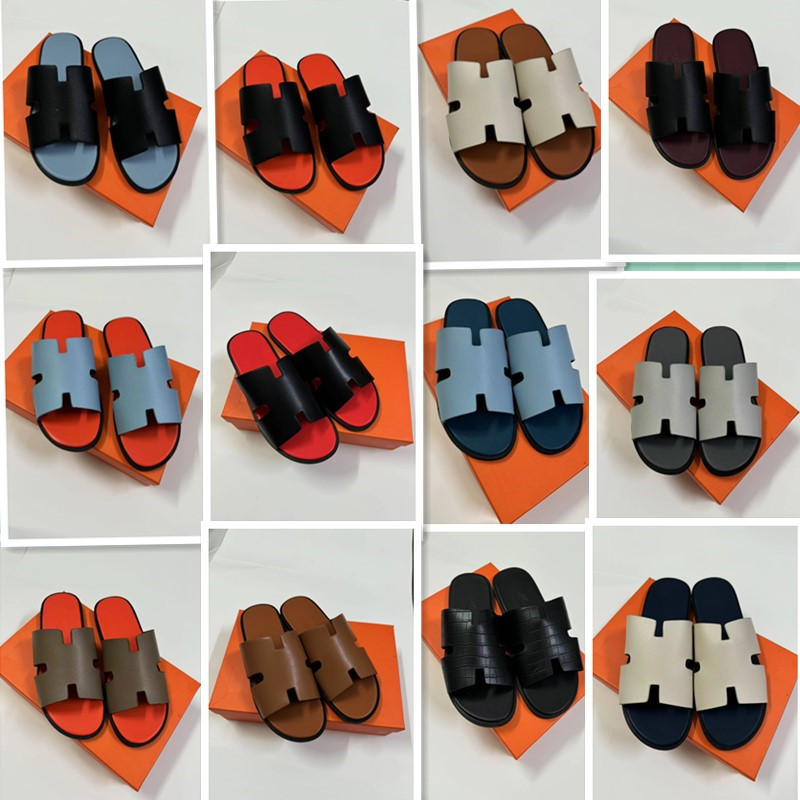 Middle East Cross border E-commerce Men's H Slippers Southeast Asian Flat Leather Shoes European and American Foreign Trade Original Order One Word Drag Beach Shoes